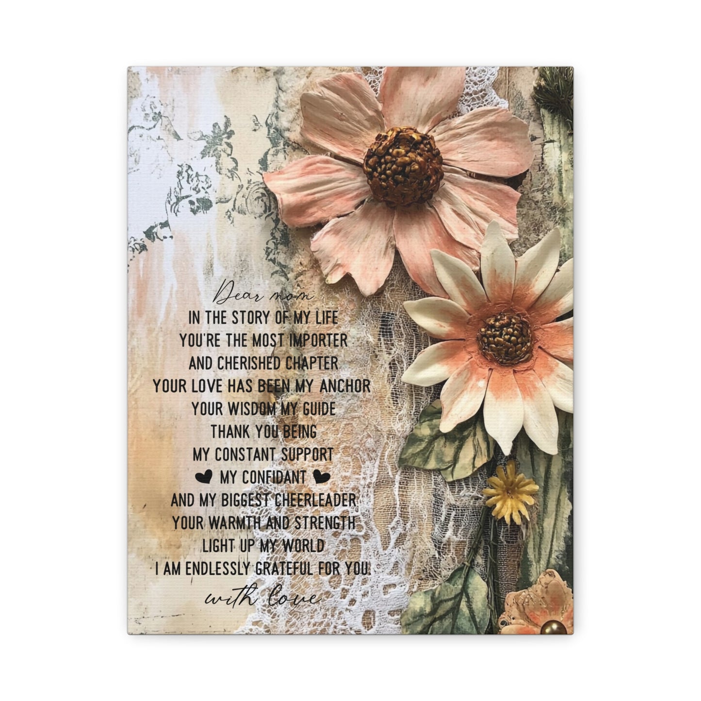 Floral Canvas Wall Art - Heartfelt Mom Appreciation Decor
