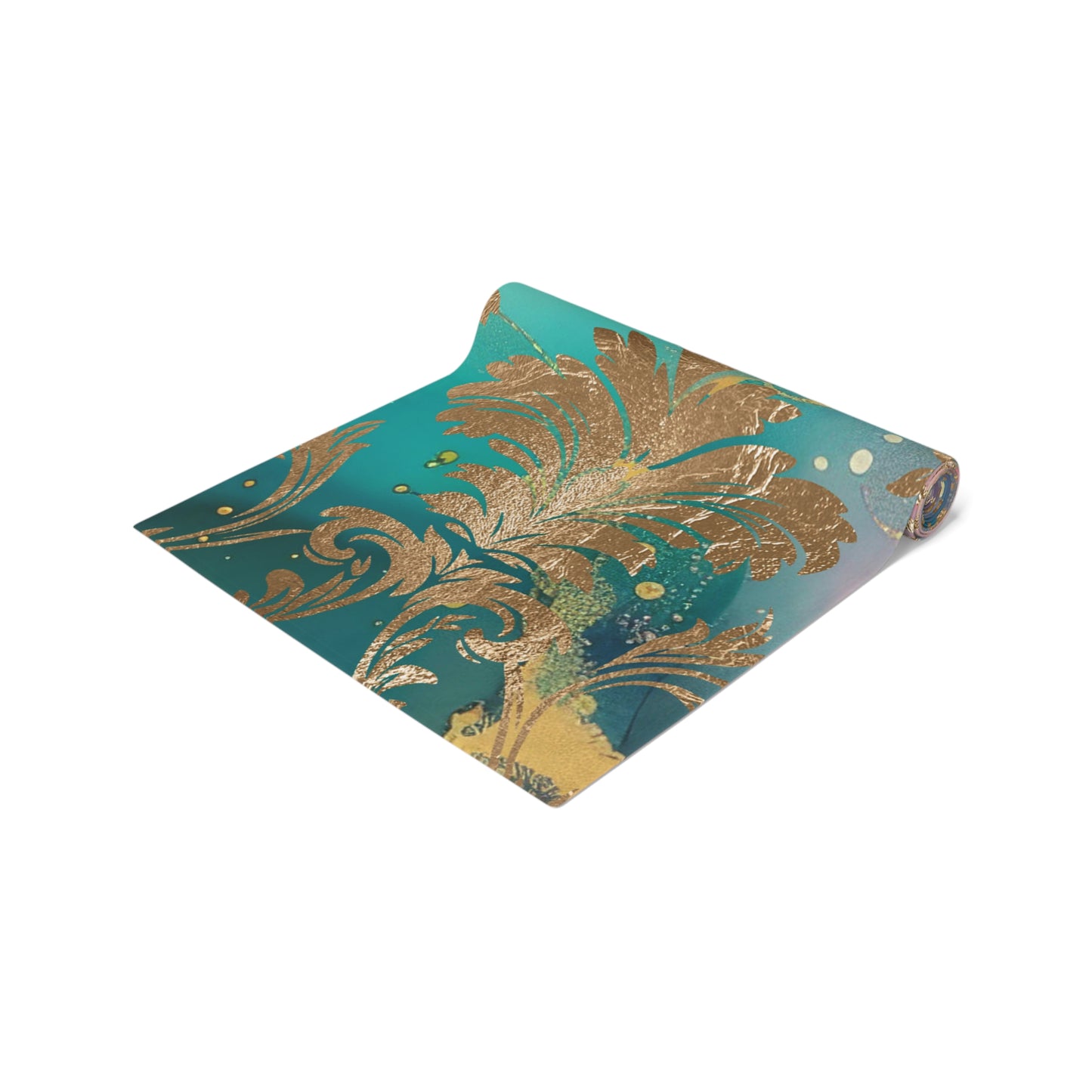 Elegant Floral Table Runner for Dining, Bohemian Home Decor, Wedding Table Decoration, Holiday Table Setting, Gold Foil Design