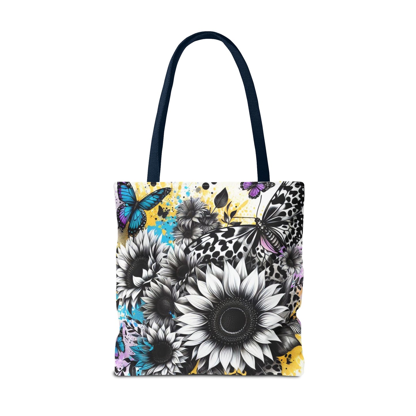 Sunflower & Butterflies Tote Bag — Color Splash Floral All-Over Print
