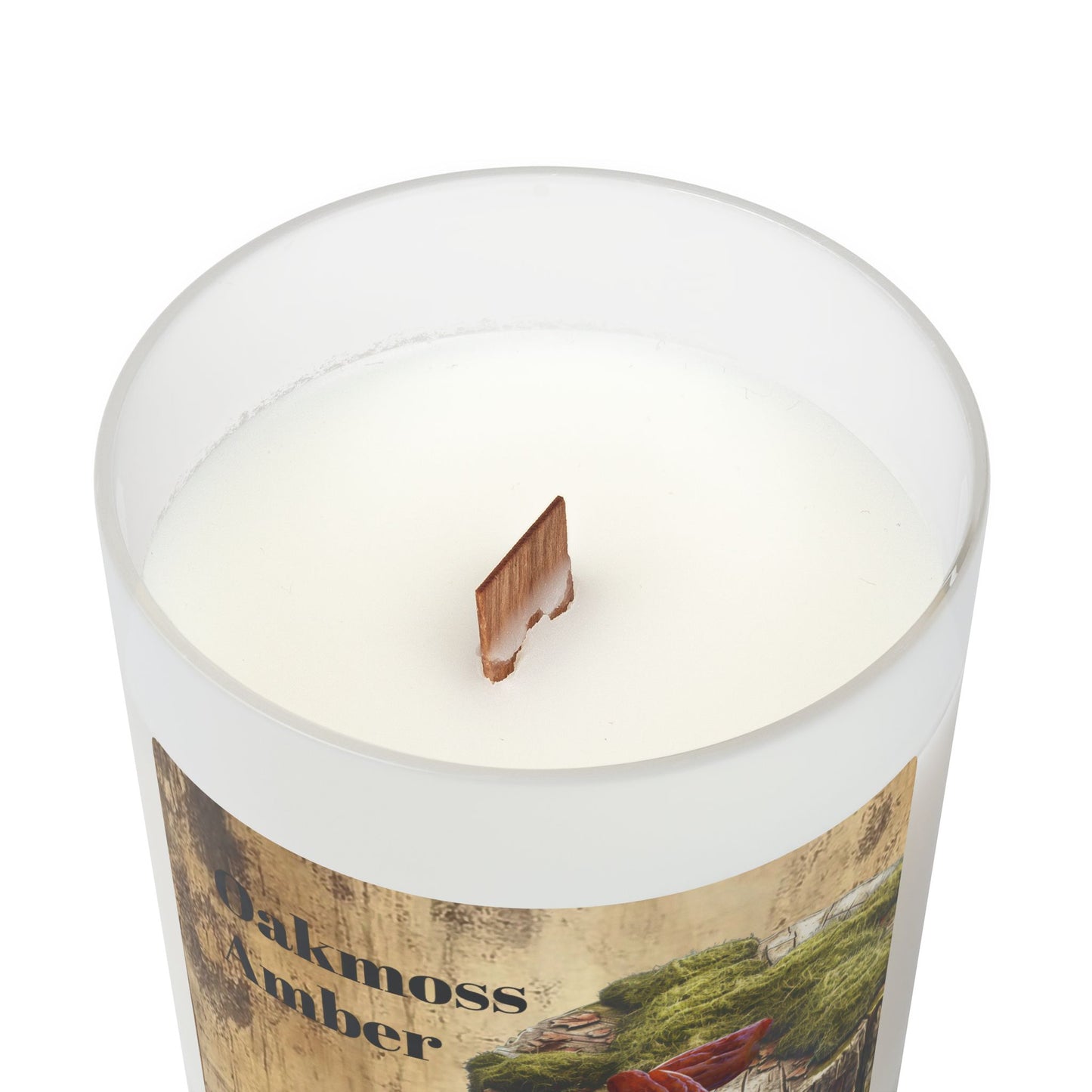 Vanilla Frosted Glass Candle – 11oz Scented Soy Candle with Wooden Lid