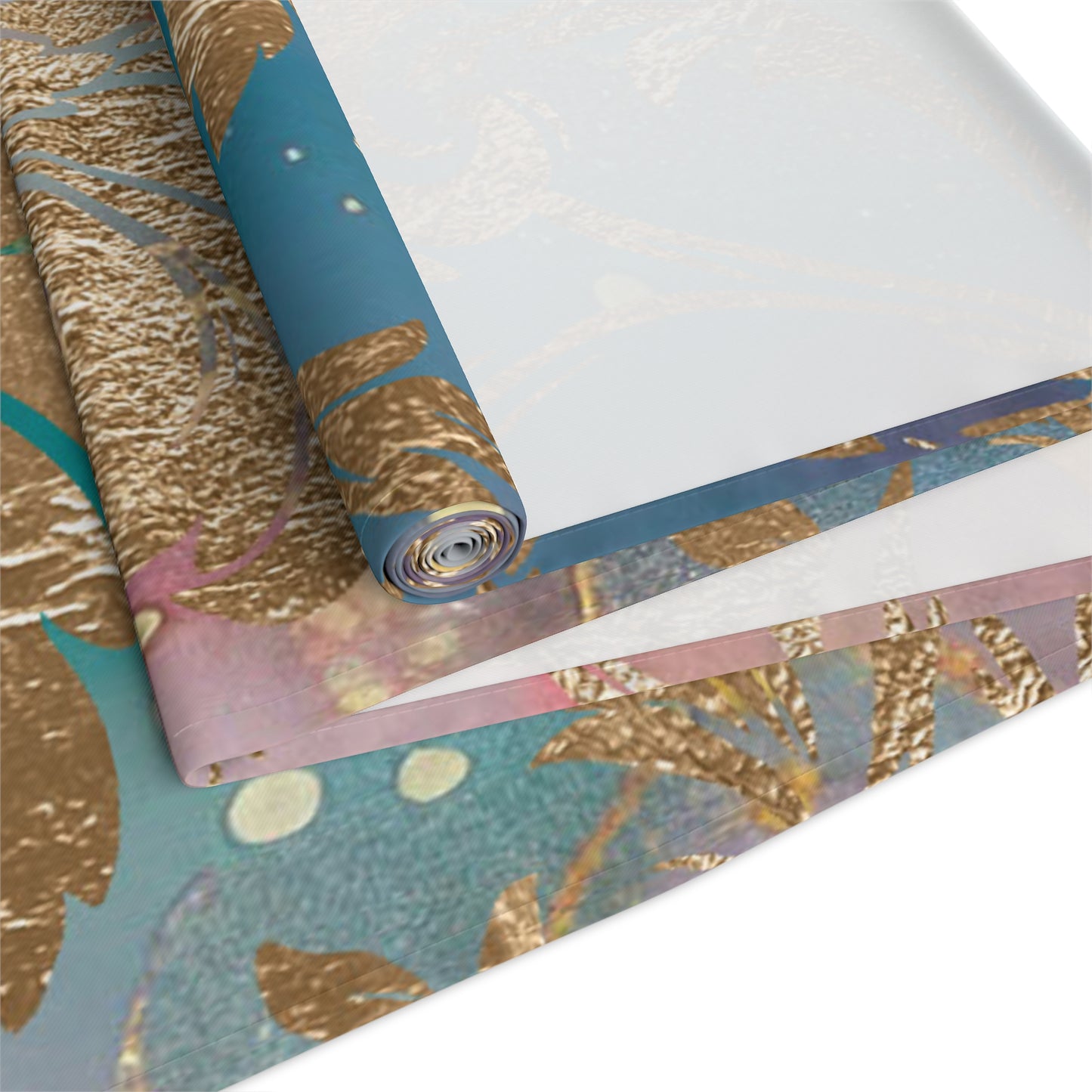 Elegant Floral Table Runner for Dining, Bohemian Home Decor, Wedding Table Decoration, Holiday Table Setting, Gold Foil Design