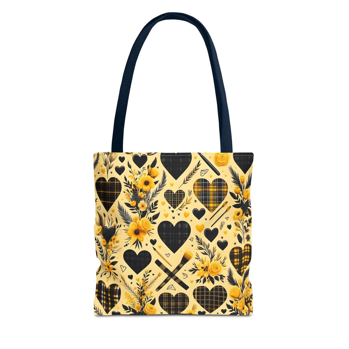 Plaid Floral With Hearts Love Tote Bag(AOP)