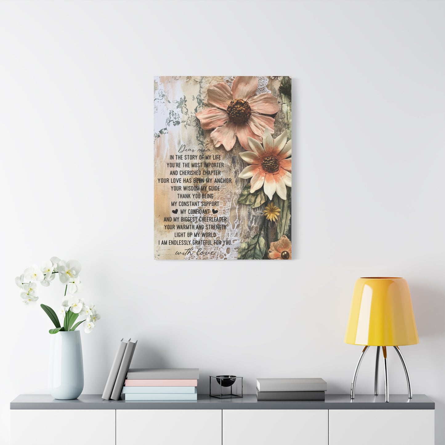Floral Canvas Wall Art - Heartfelt Mom Appreciation Decor