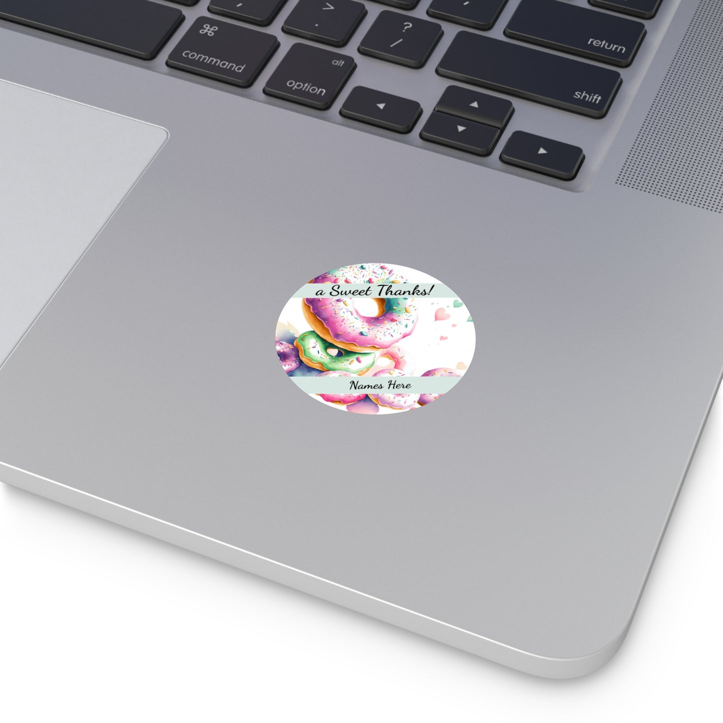 Sample Personalized Donut Round Vinyl Stickers | Sweet Thanks, Gift Labels, Party Favors, Wedding Decor, Custom Stickers