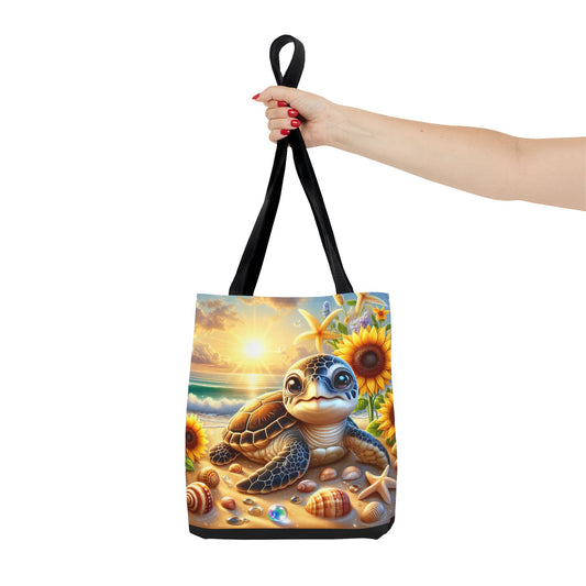 Beachy Turtle Tote Bag | Sea Life AOP Bag | Summer Accessories | Eco-Friendly Vacation Tote | Gift for Ocean Lovers