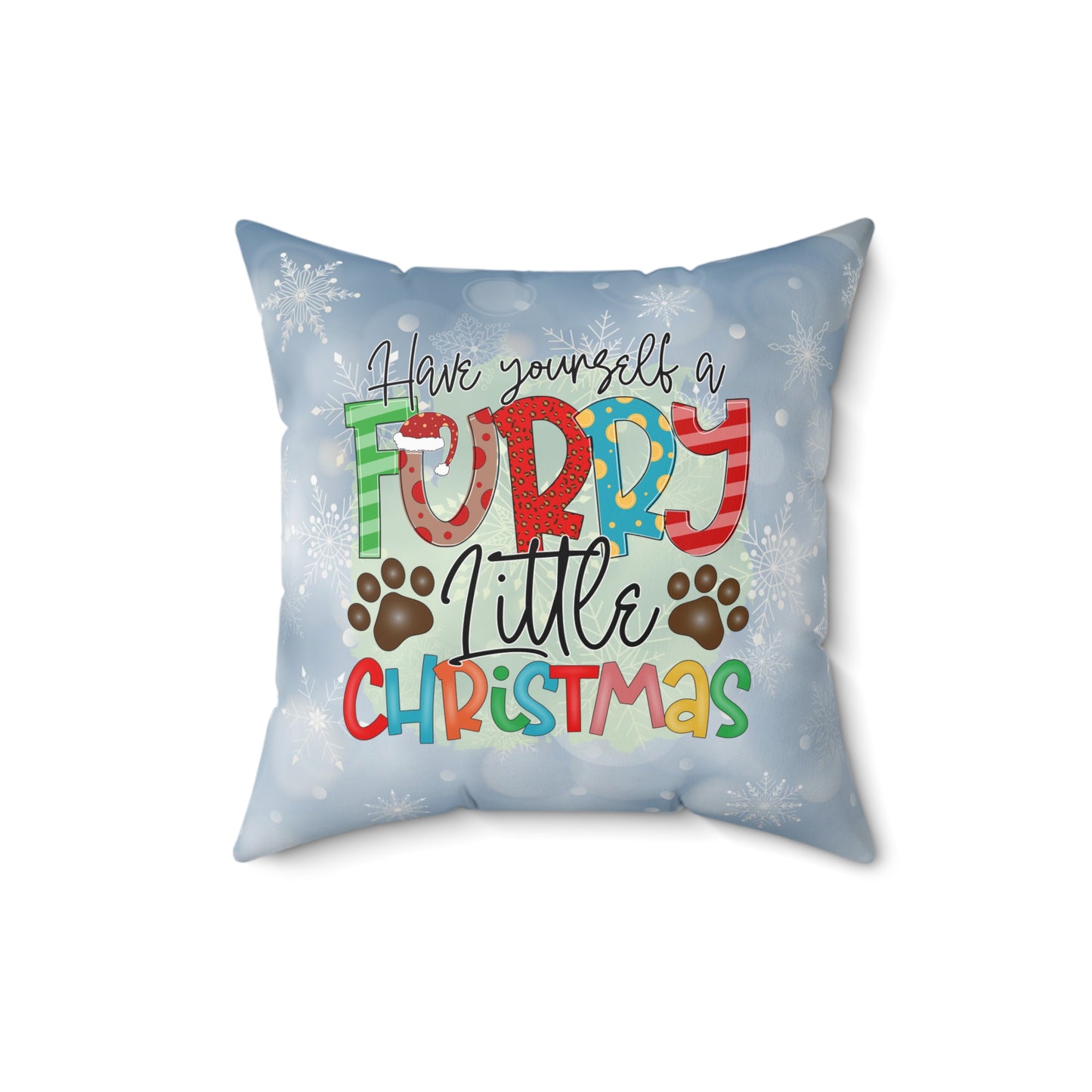 Christmas Theme Decorative Spun Polyester Square Pillow, Animal Lovers, Pet Lovers Holiday Pillow Decor, Accent for Any Room for the Holidays