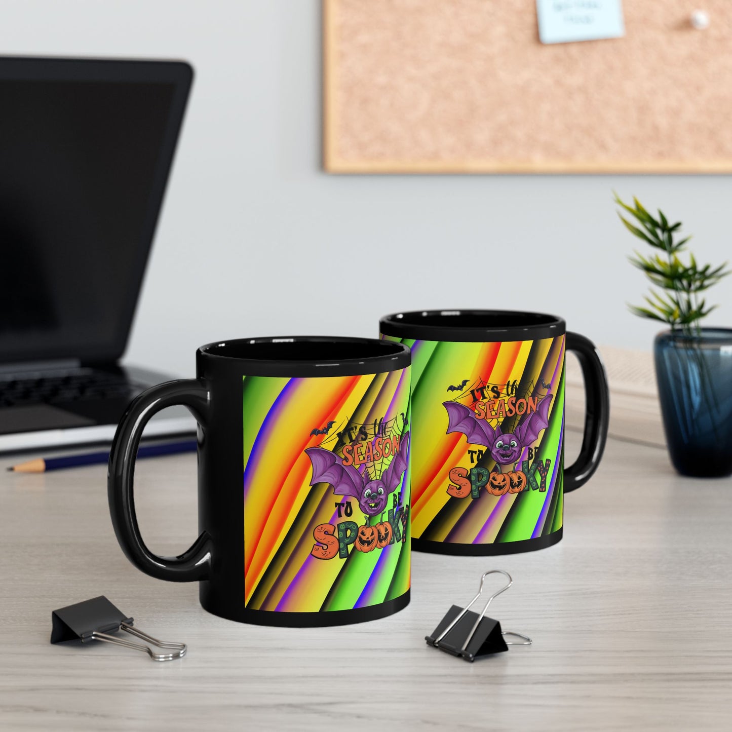Halloween Theme Black Mug (11oz, 15oz), Cute Halloween Expression, Halloween Lovers, Coffee, Tea, Hot Chocolate Lovers Gift Idea