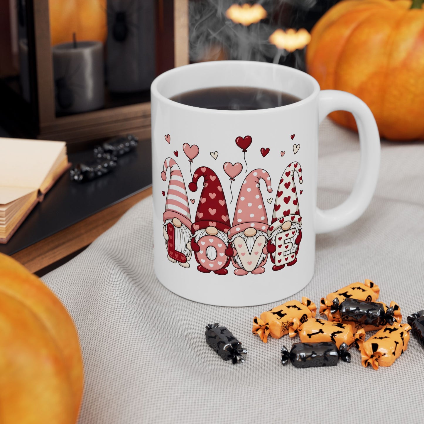Valentine Gnome Mug (11oz, 15oz) — XOXO Heart Coffee Cup