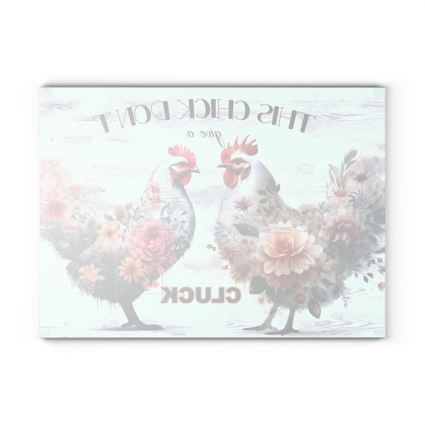 Floral Chicken Glass Cutting Board - Playful Kitchen Decor for Cooking Enthusiasts