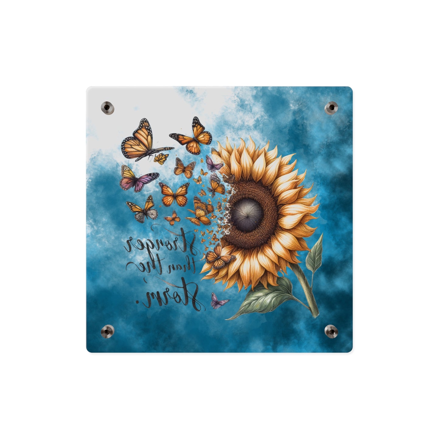 Inspirational Sunflower Acrylic Wall Art Panel - "Stronger Than The Storm"