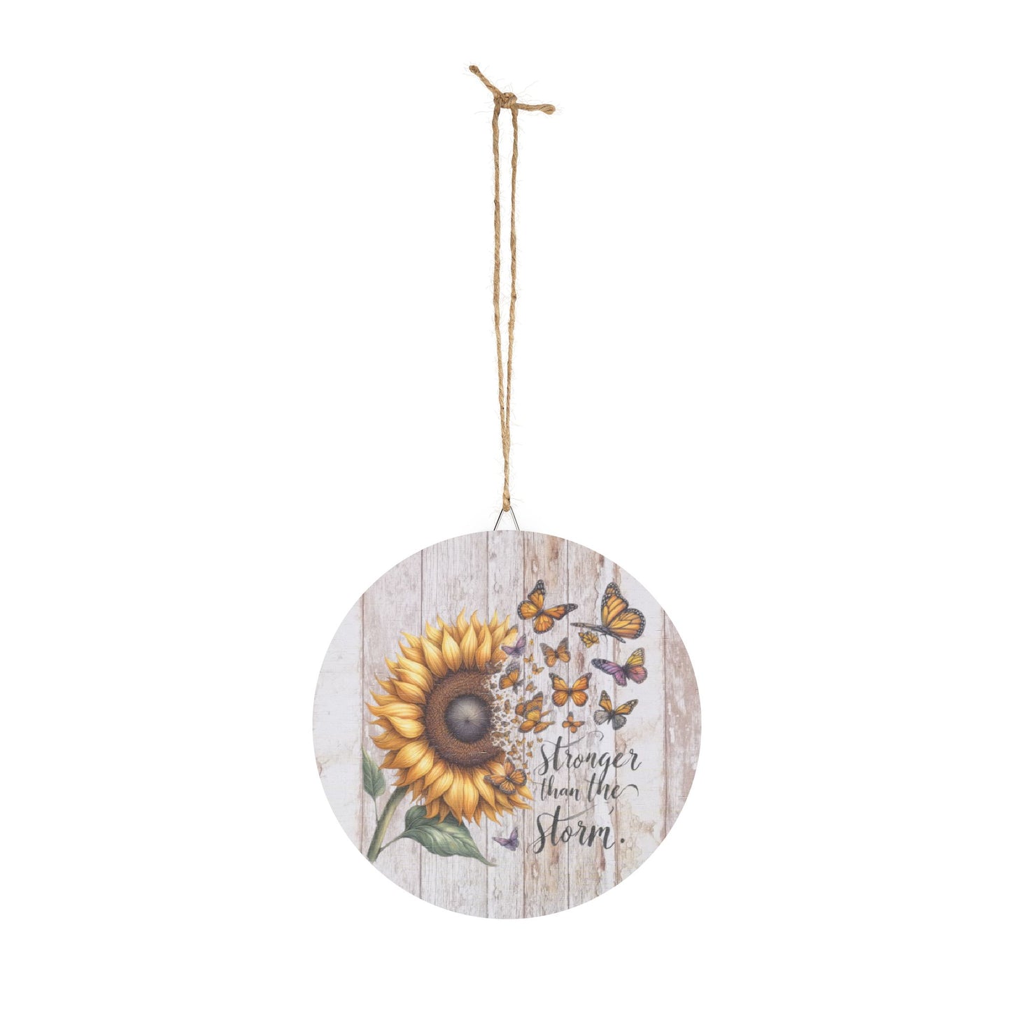 Rustic Charm Wood Sign Decor Sunflower with Butterflies Sublimation Inspirational Quote