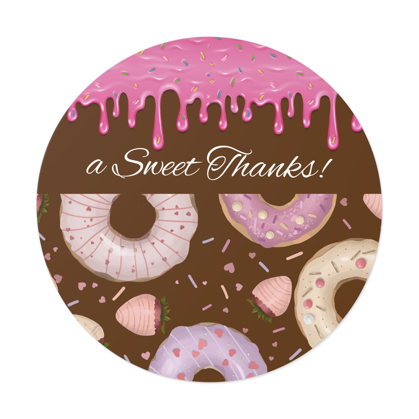 Custom Delightful Donut Vinyl Stickers, Sweet Thank You Labels, Party Favors, Custom Stickers for Gifts, Cute Decor for Celebrations, Goody bags