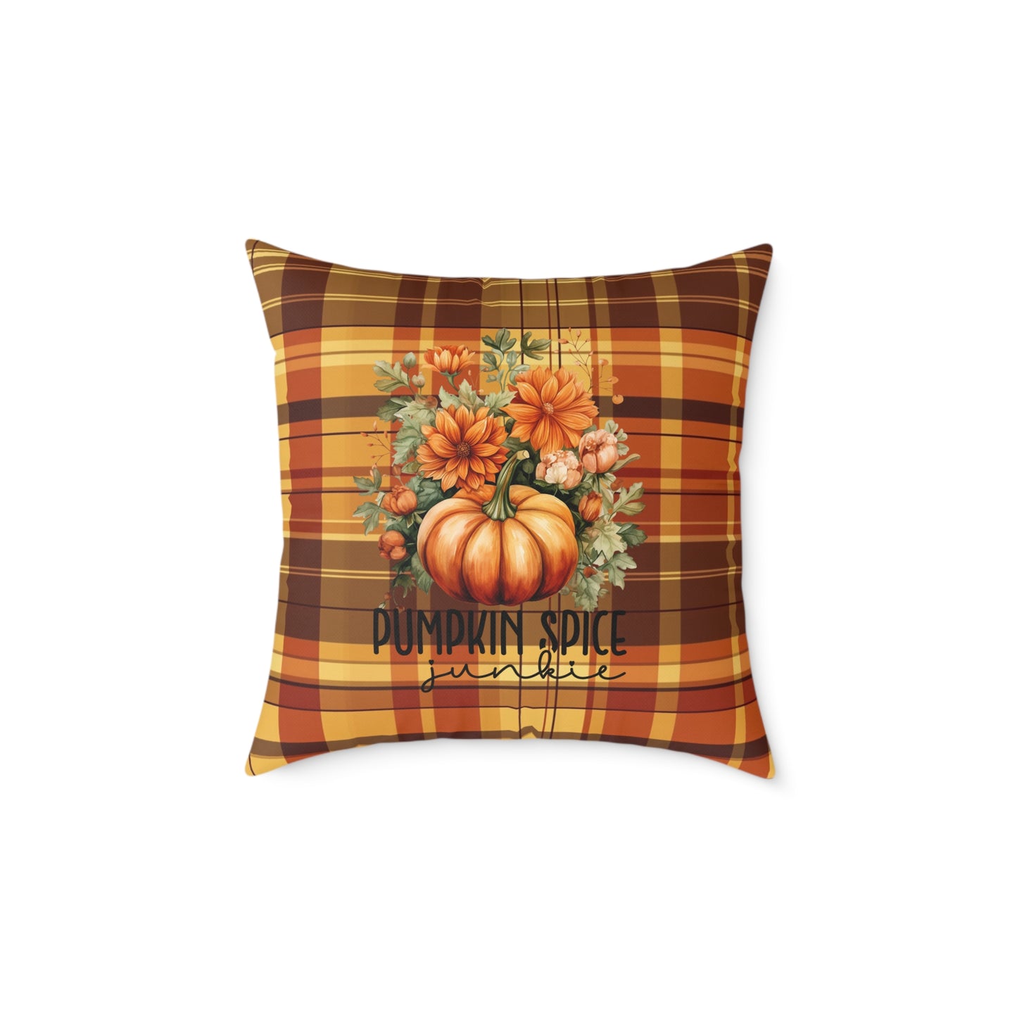 Fall Theme Square Poly Canvas Pillow, Beautiful Two-Sided Fall Pillow for Home or Office, Stylish Accent for Any Room, Perfect Fall Decor