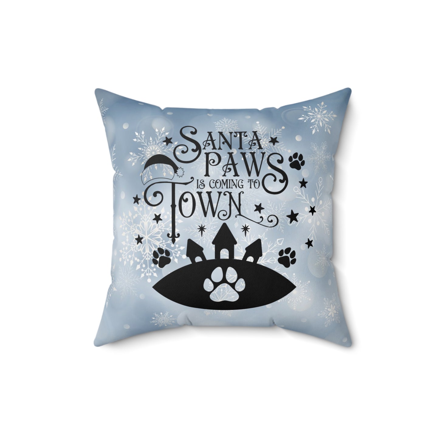 Pet Christmas Theme Spun Polyester Square Pillow, Pet Christmas Quote, Pet Dog Lover's Holiday Decor for Home or Office, Pet Holiday Accent