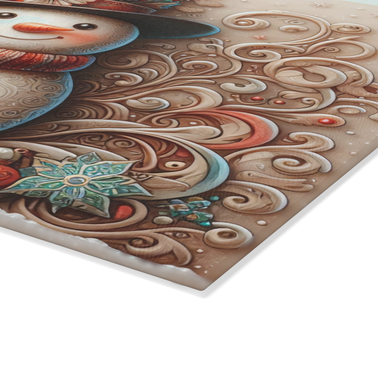 Holiday Snowman Glass Cutting Board
