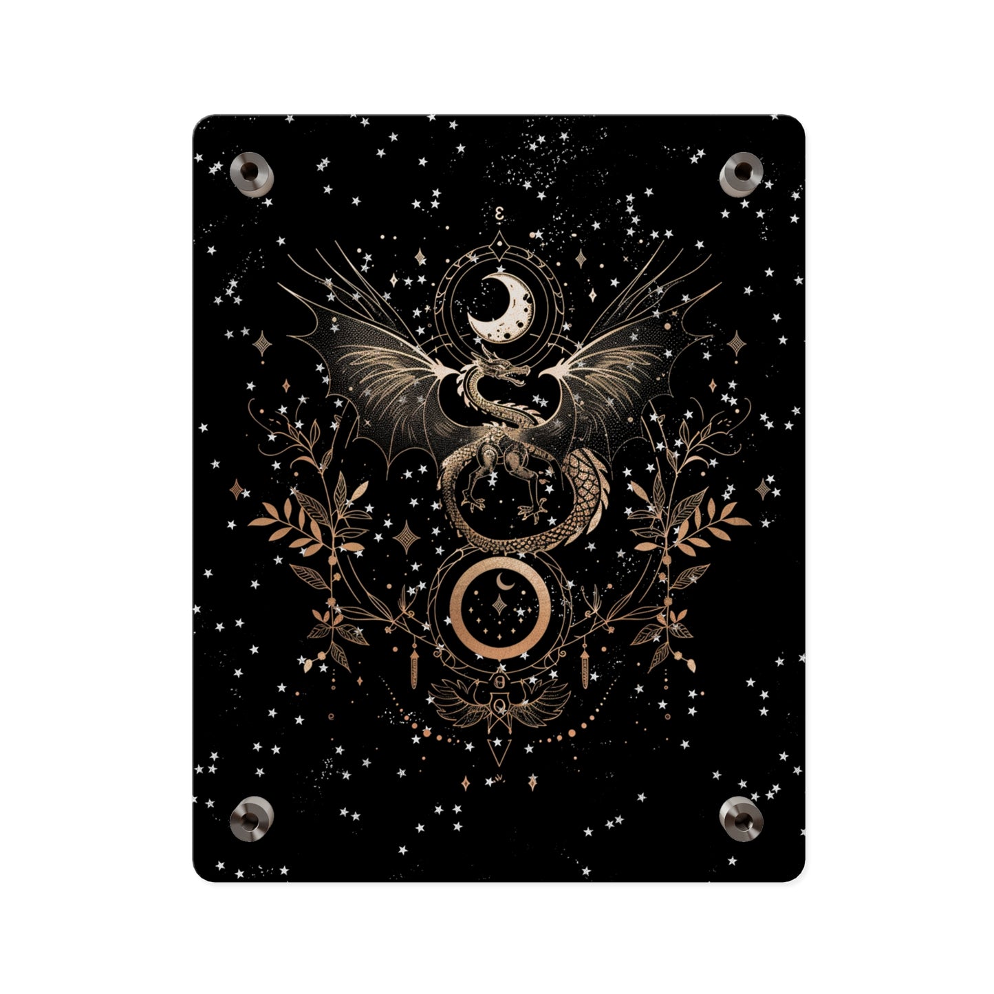 Celestial Acrylic Wall Art Panel - Mystical Dragon with Moon and Stars Decor