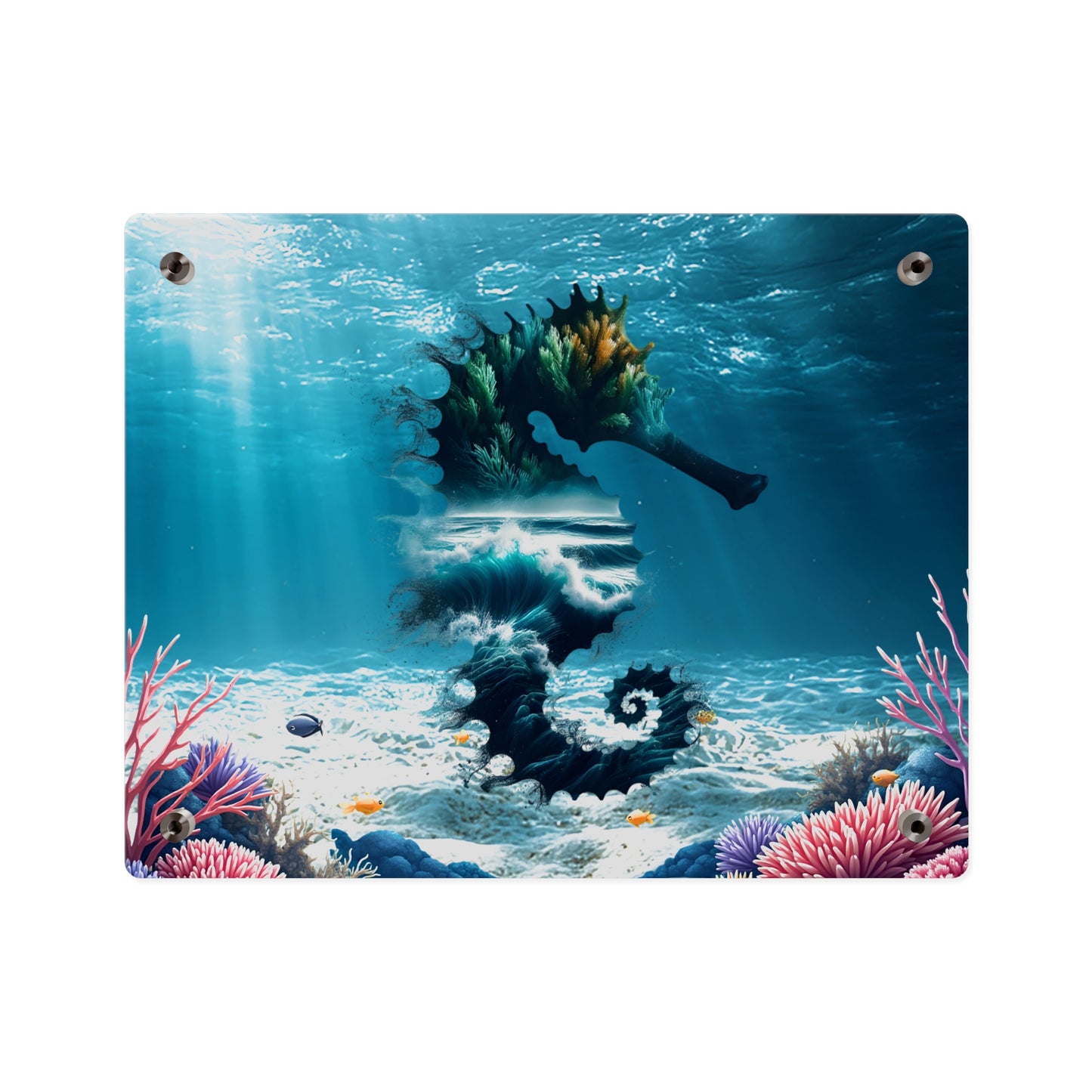 Acrylic Wall Art Panel — Underwater Seahorse Ocean Scene Panel