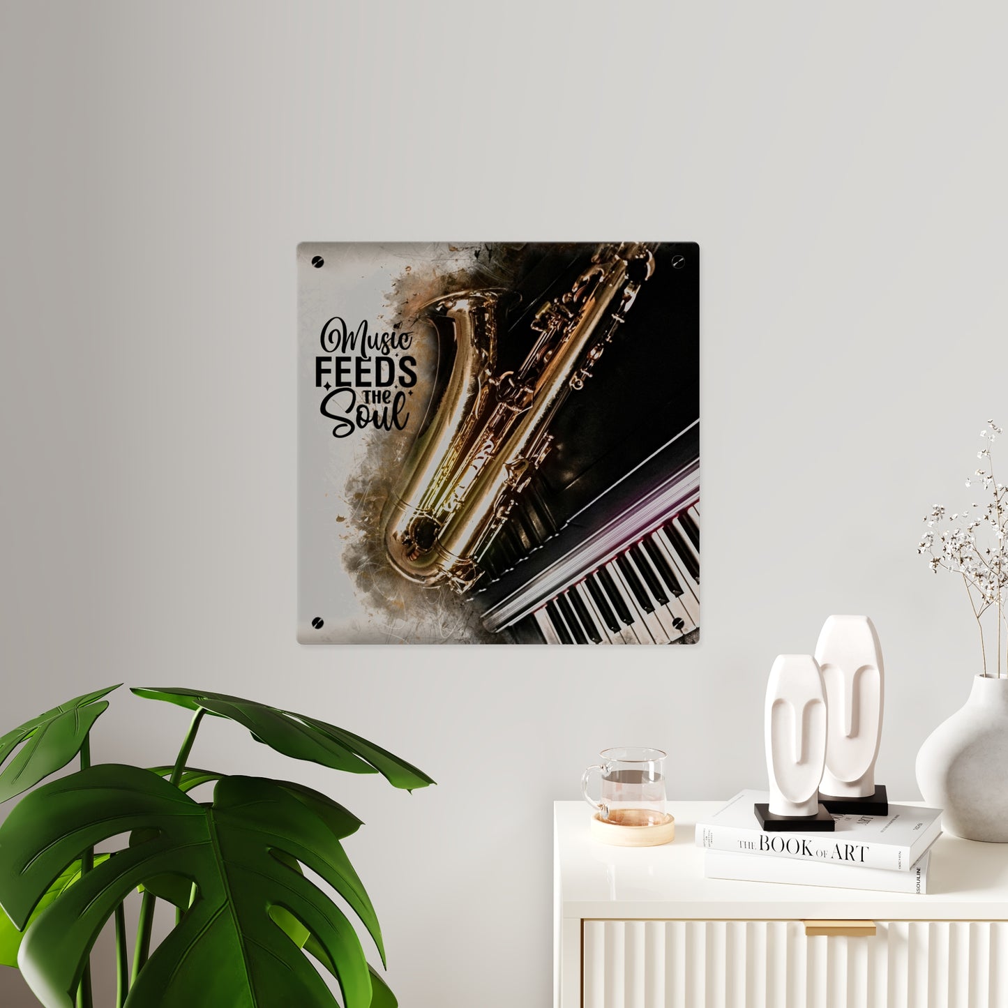 Inspirational Acrylic Wall Art Panel - "Music Feeds the Soul"