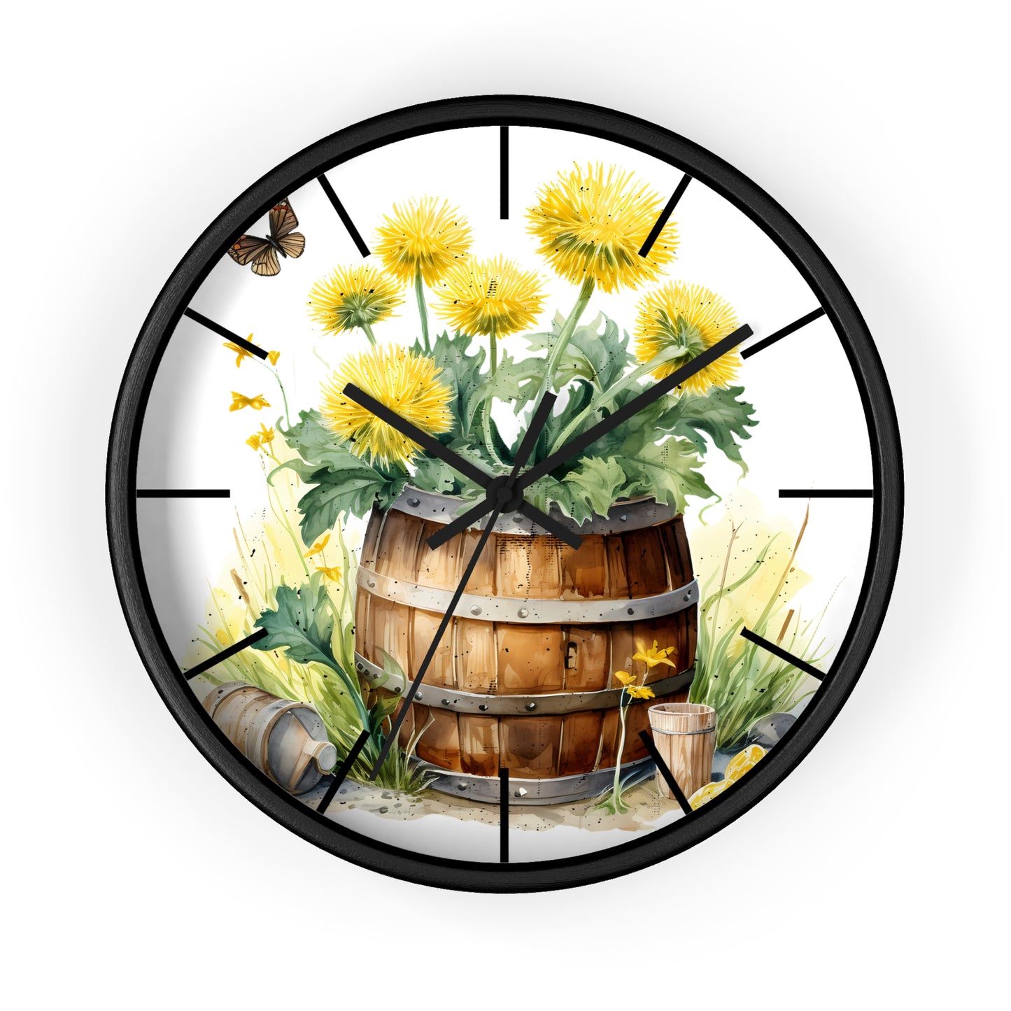 Sunflower Barrel Wall Clock - Farmhouse Country Decor Gift