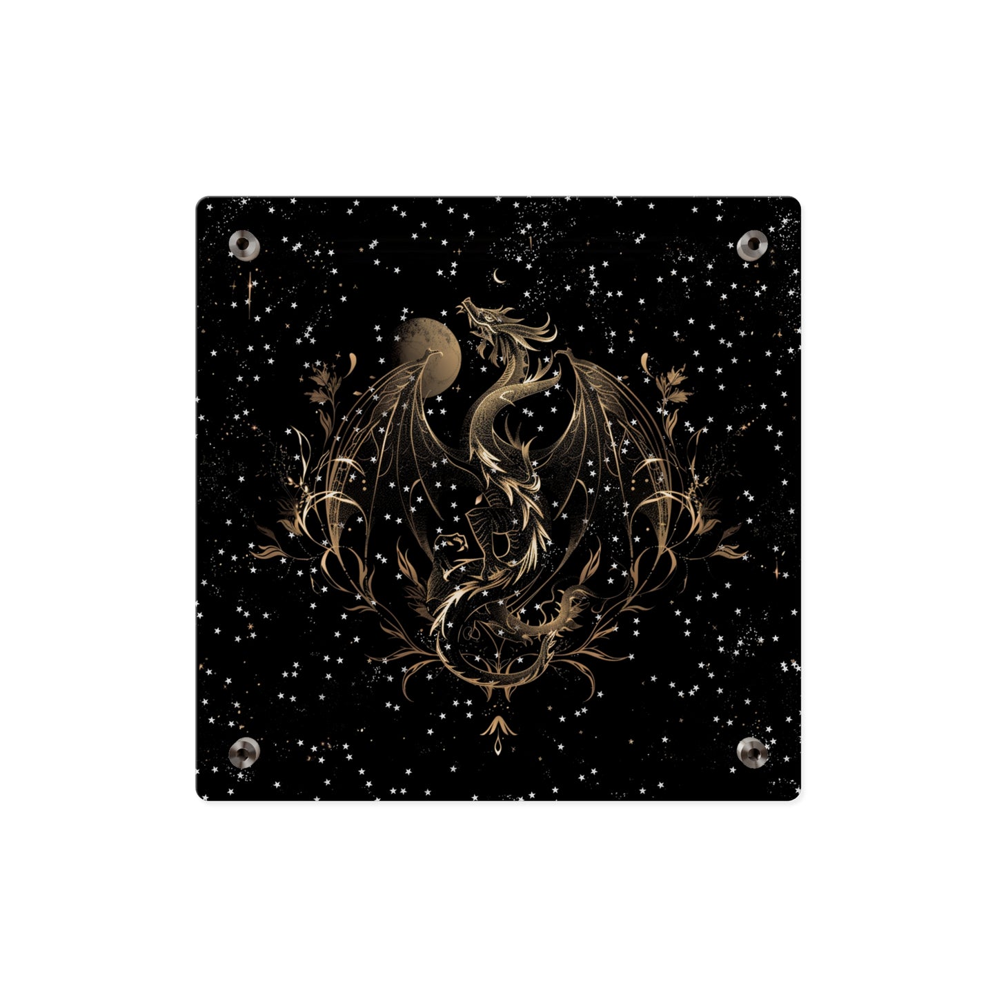 Sleek Dragon Acrylic Wall Art Panel - Celestial Decor for Fantasy Lovers