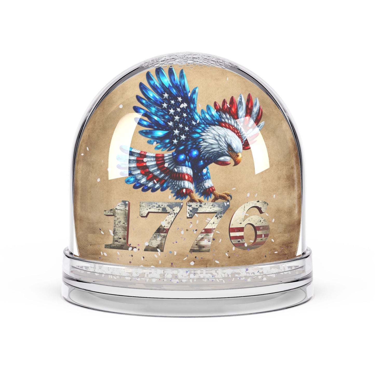 Patriotic Snow Globe with American Eagle and 1776 Design