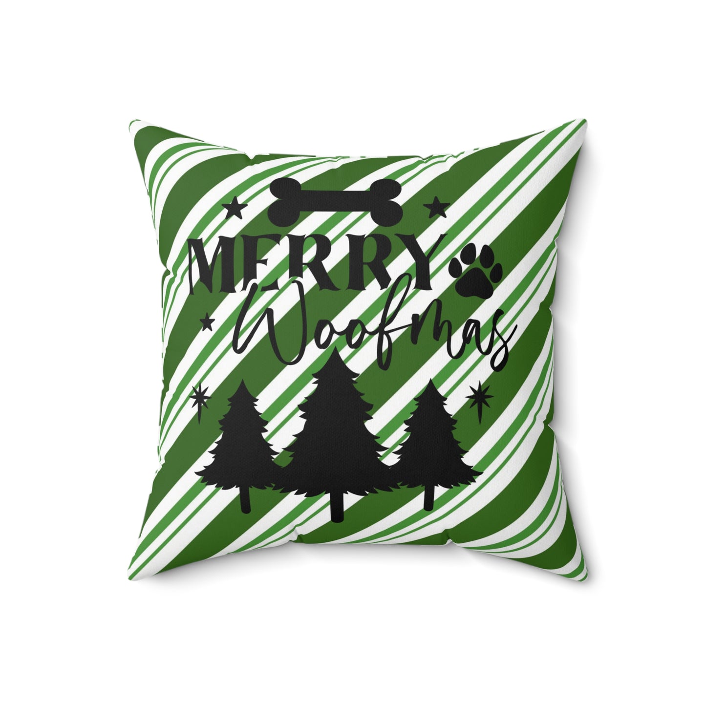 Christmas Theme Spun Polyester Square Pillow, Dog Lover's Holiday Decor for Home or Office, Dog Lovers Holiday Accent for Any Room