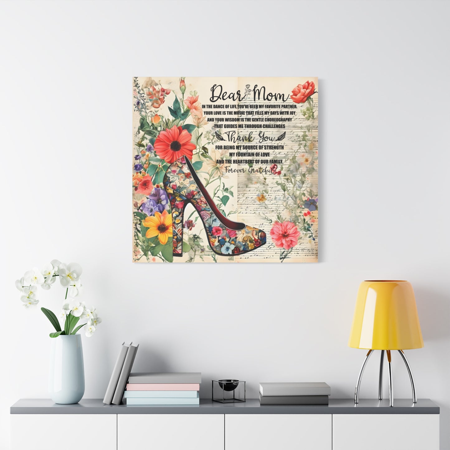 Inspirational Floral Canvas Wall Art for Mom - Perfect Gift for Mother's Day