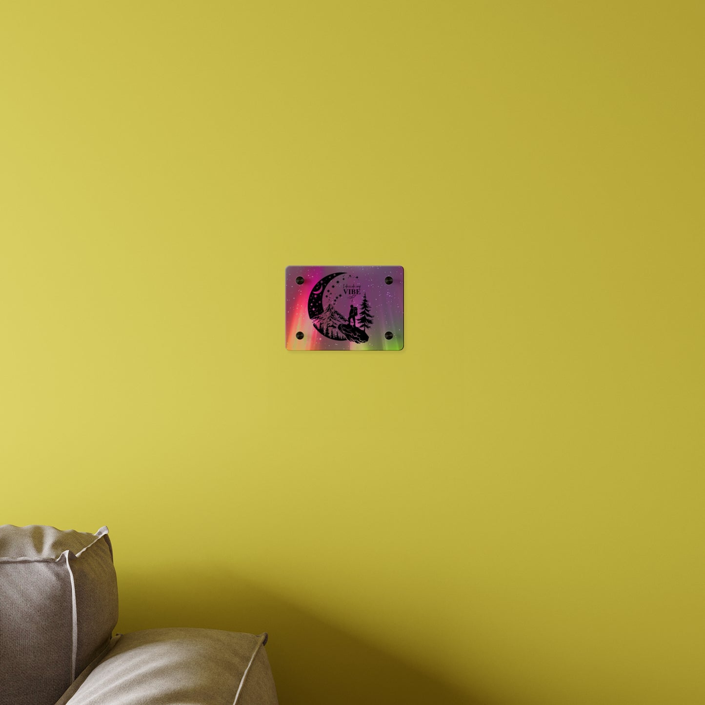Acrylic Wall Art Panel - Inspirational Quote 'I Decide My Vibe' Hiking Scene