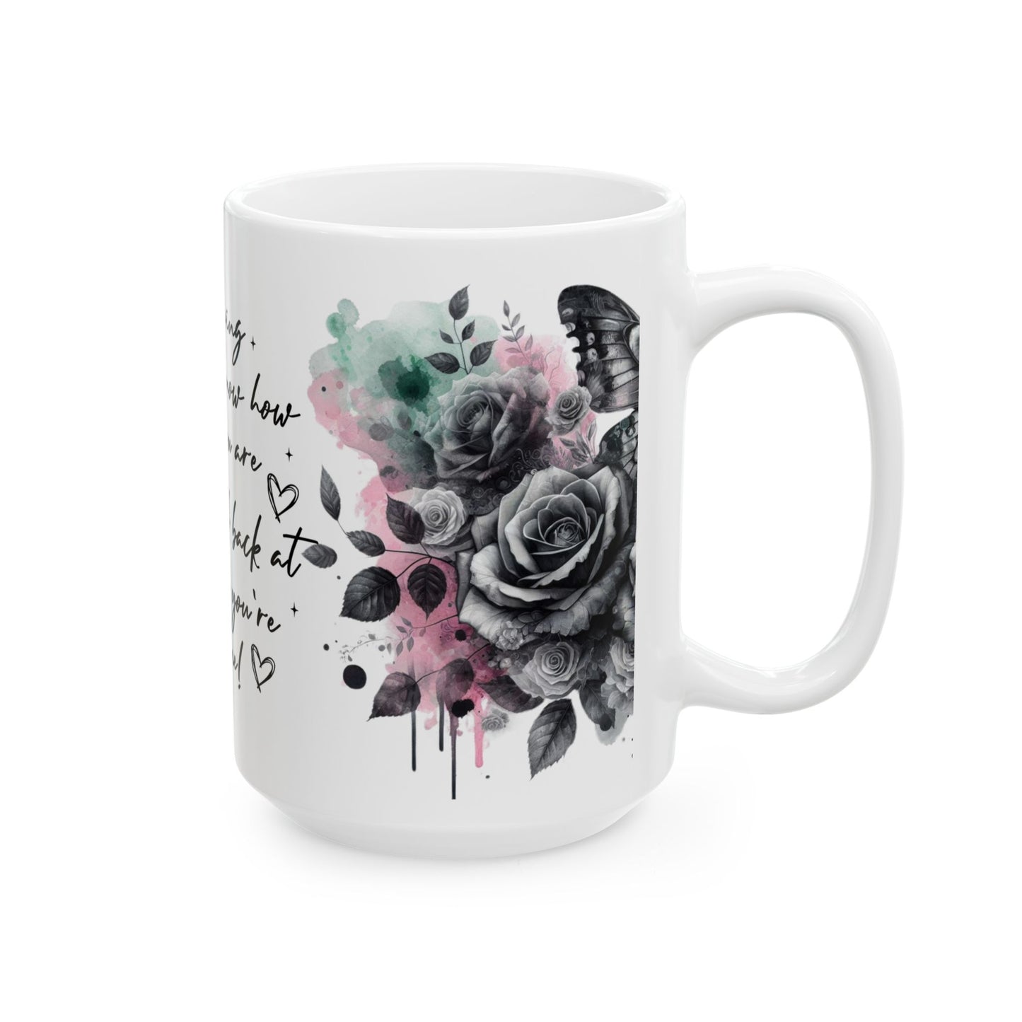 Inspirational Floral Butterflies Ceramic Mug - Keep Going Encouragement Gift