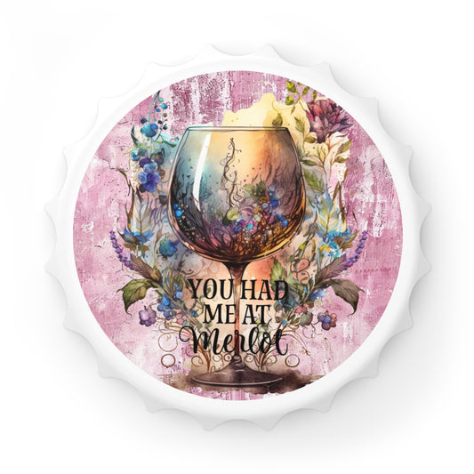Floral Glass Bottle Opener Magnet - Vintage Wine Lover Gift