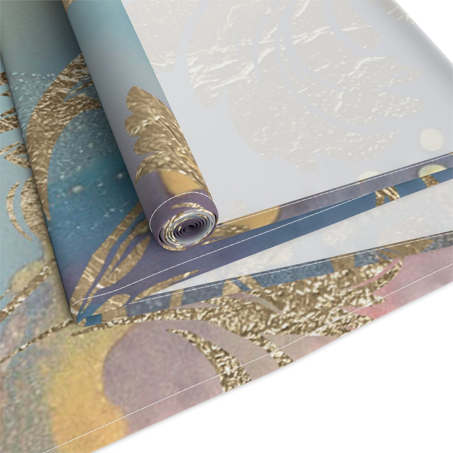 Elegant Floral Table Runner for Dining, Bohemian Home Decor, Wedding Table Decoration, Holiday Table Setting, Gold Foil Design