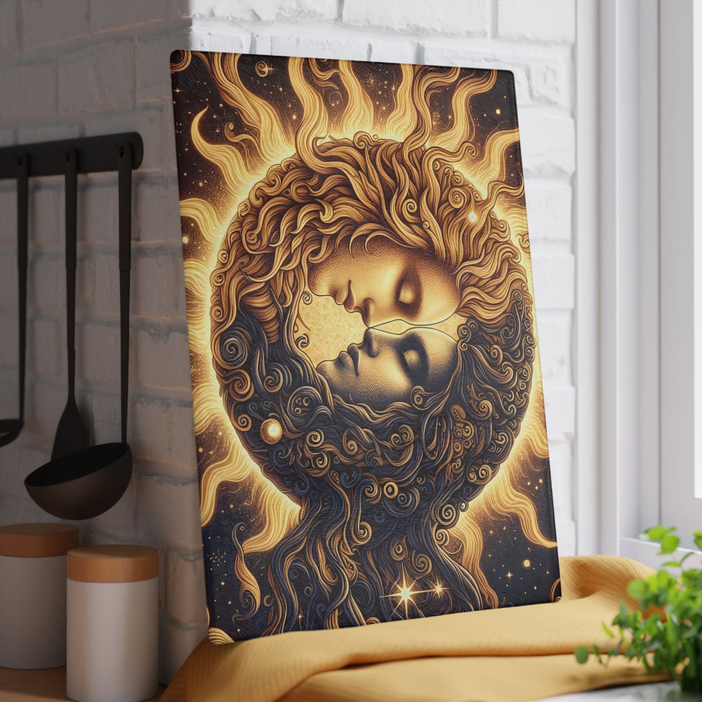 Celestial Sun & Moon Glass Cutting Board
