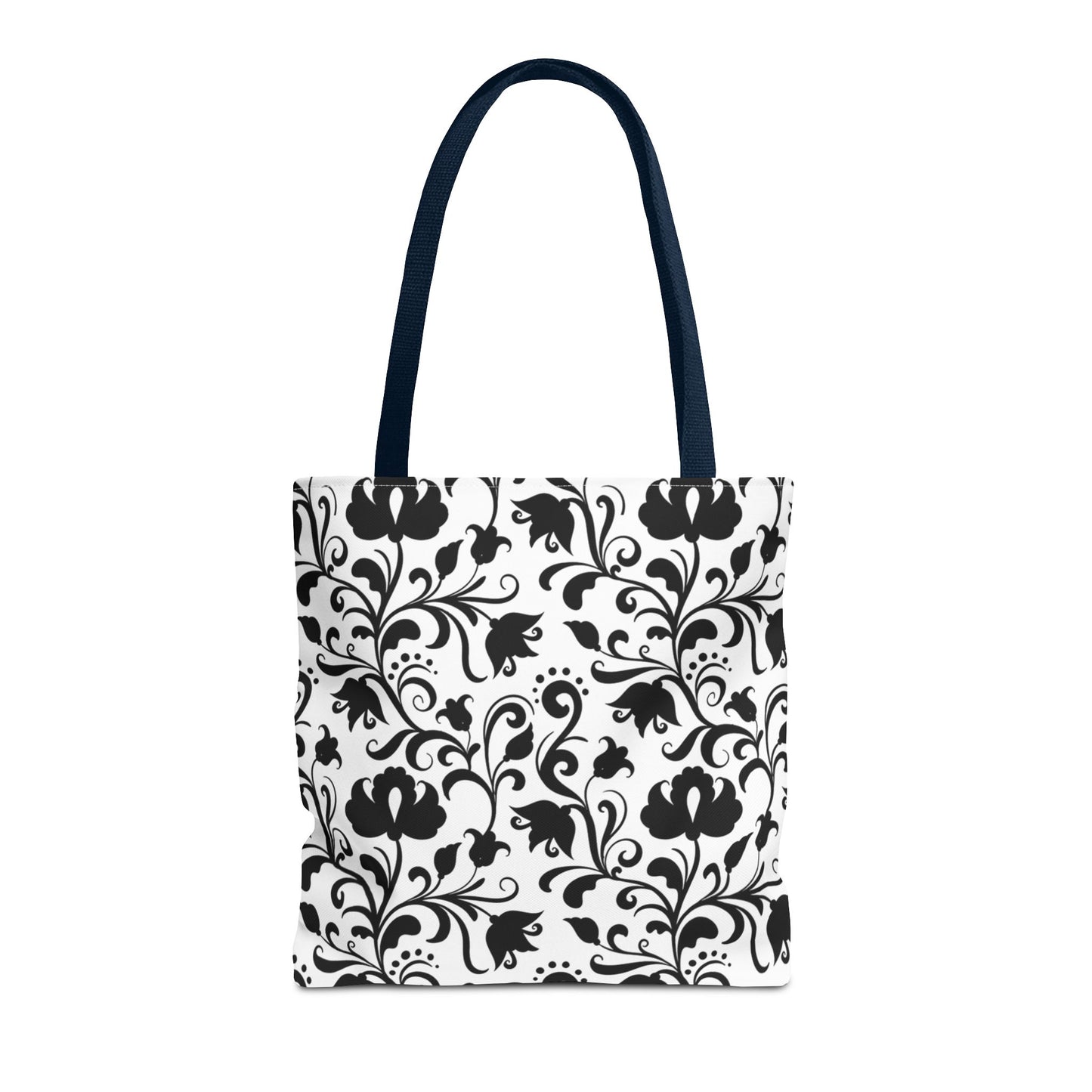 Black and White Floral Tote Bag - Stylish AOP Fashion Everyday Gift