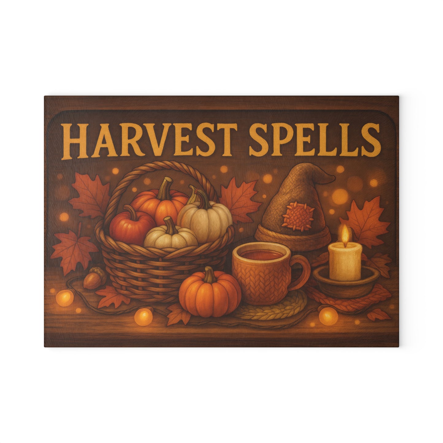 Harvest Spells Glass Cutting Board - Autumn Kitchen Decor for Thanksgiving
