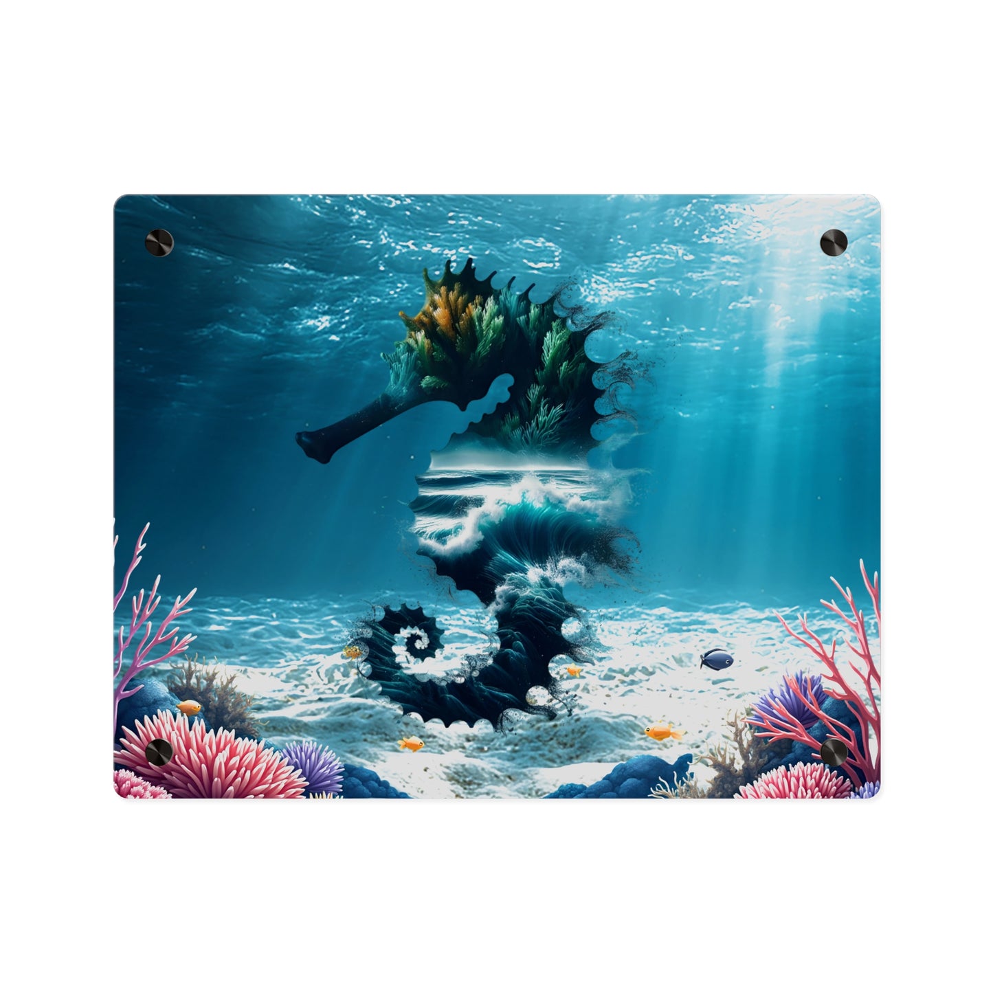 Acrylic Wall Art Panel — Underwater Seahorse Ocean Scene Panel