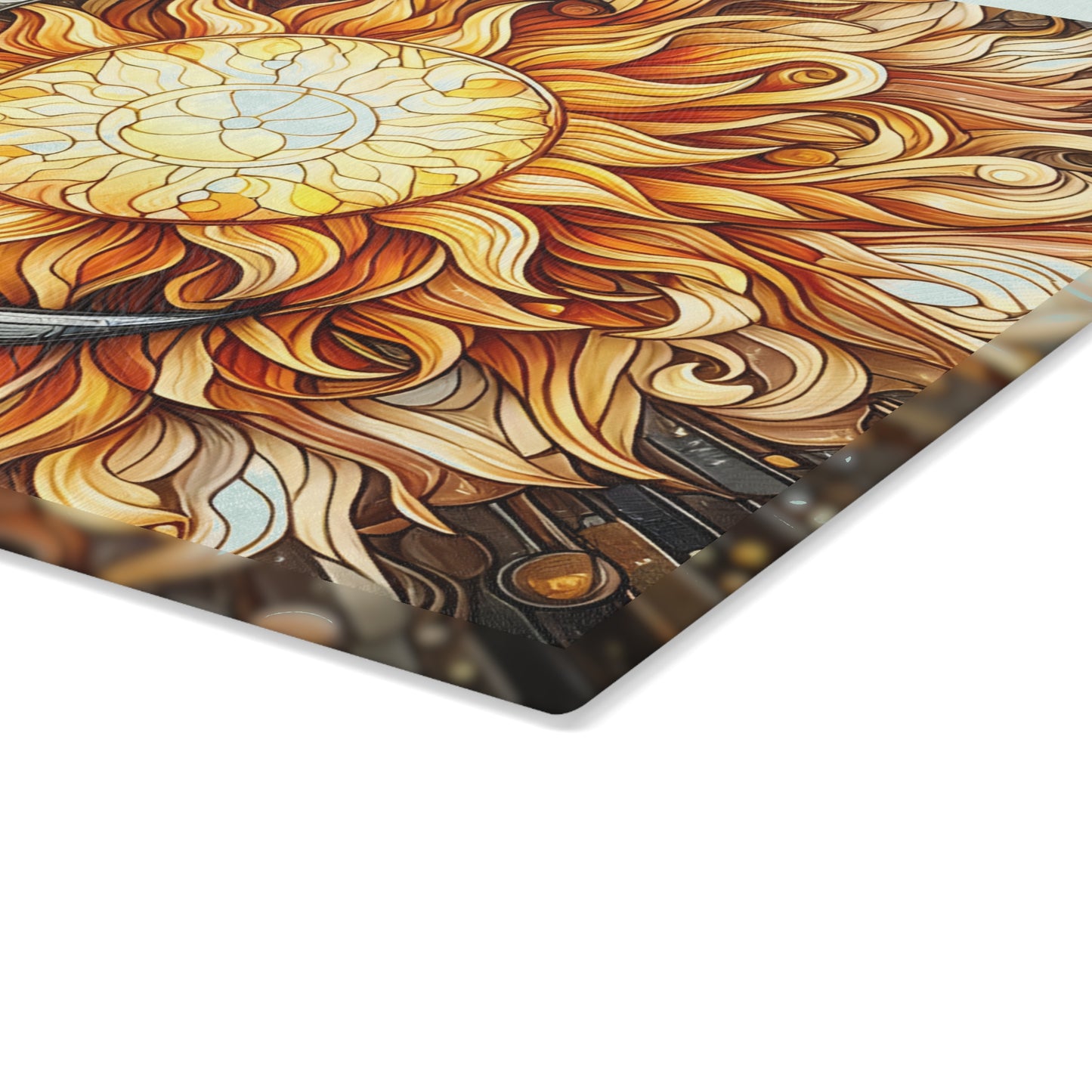 Sun and Moon Design Glass Cutting Board - Decorative Kitchen Art