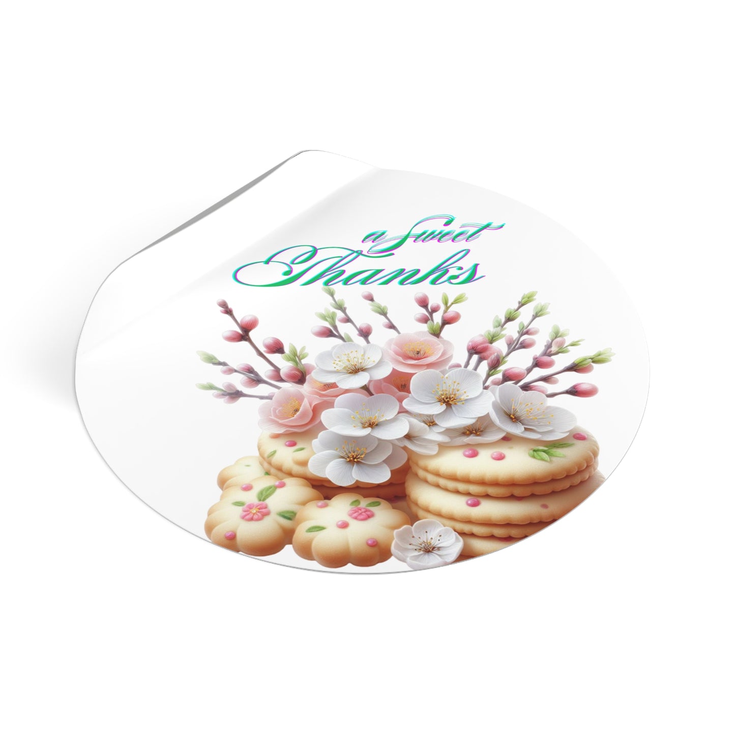 Floral Thank You Custom Vinyl Stickers, Wedding Favors, Party Decor, Personalized Gift, Cute Floral Design, Sweet Treats Decal