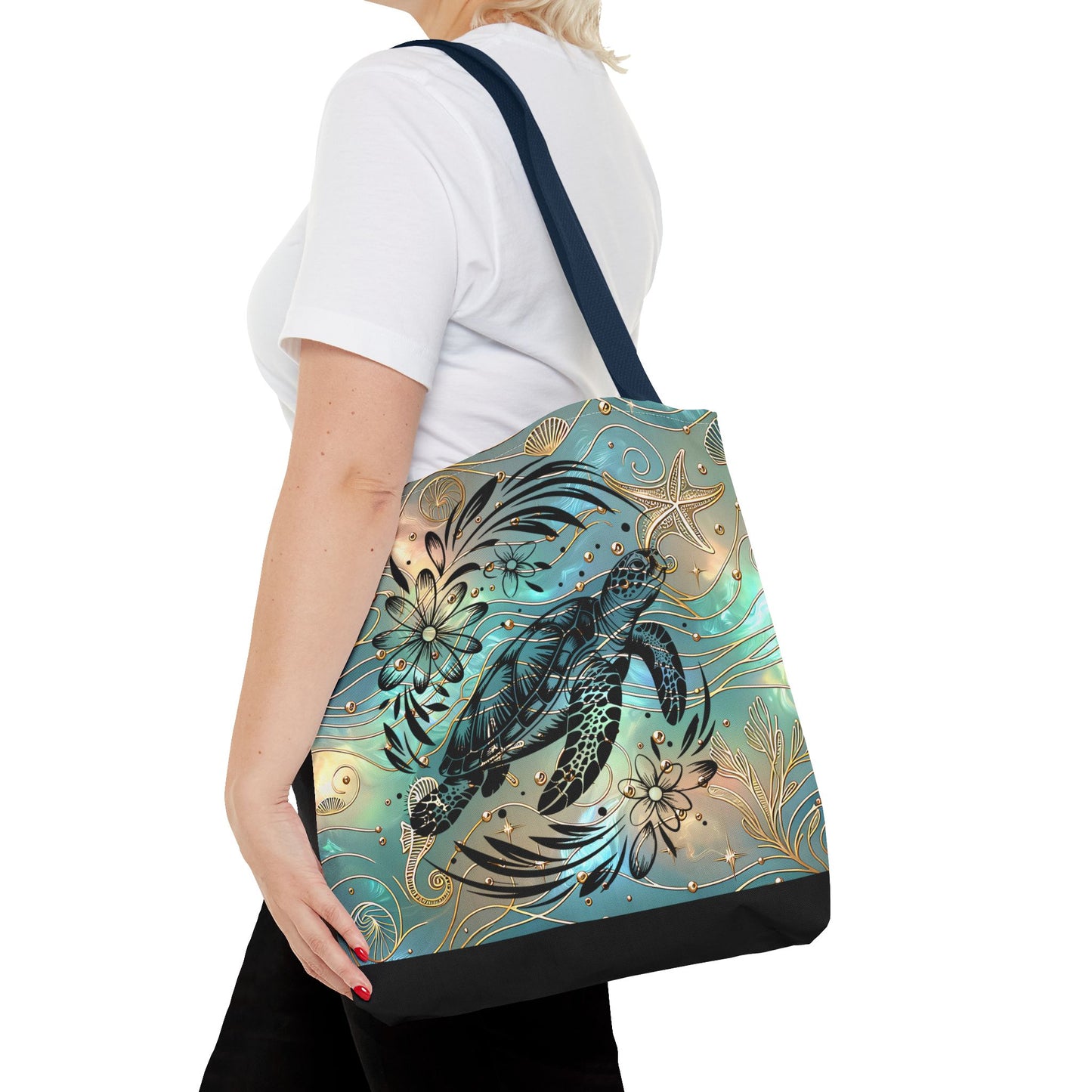 Ocean-Inspired Turtle Tote Bag - Beach Lover's Canvas Eco-Friendly Summer Gift
