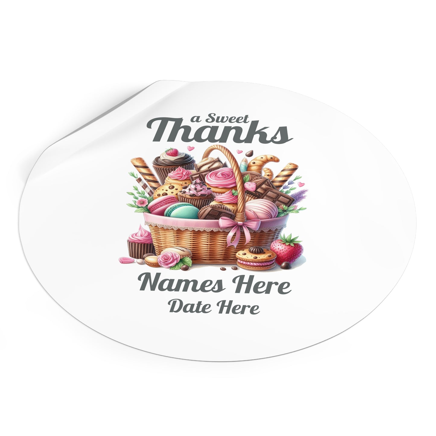 Sample Personalized Sweet Thanks Stickers for Events, Wedding Favors, Party Decor, Custom Labels, Gift Wrap