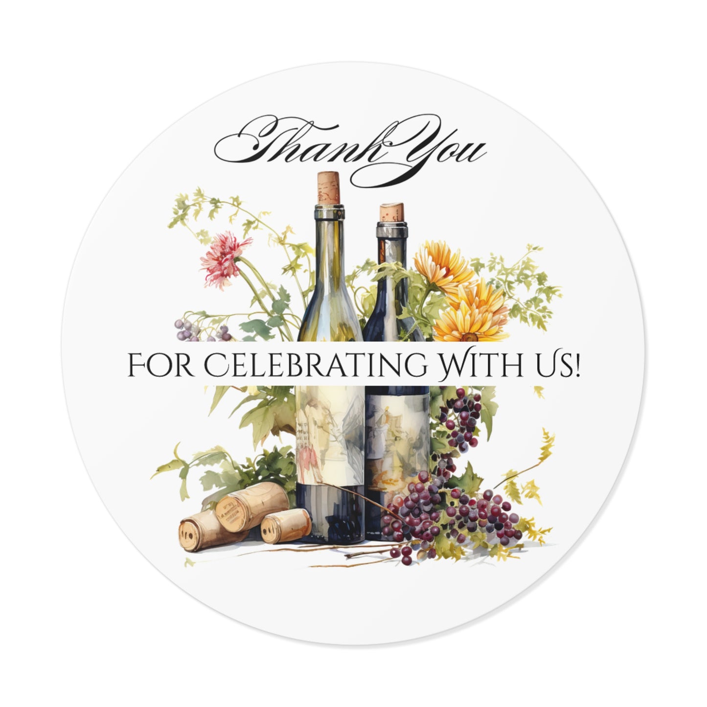 Custom Thank You Vinyl Stickers for Weddings, Party Favors, Engagements, Floral Design, Personalized Name Labels, Celebration Decal
