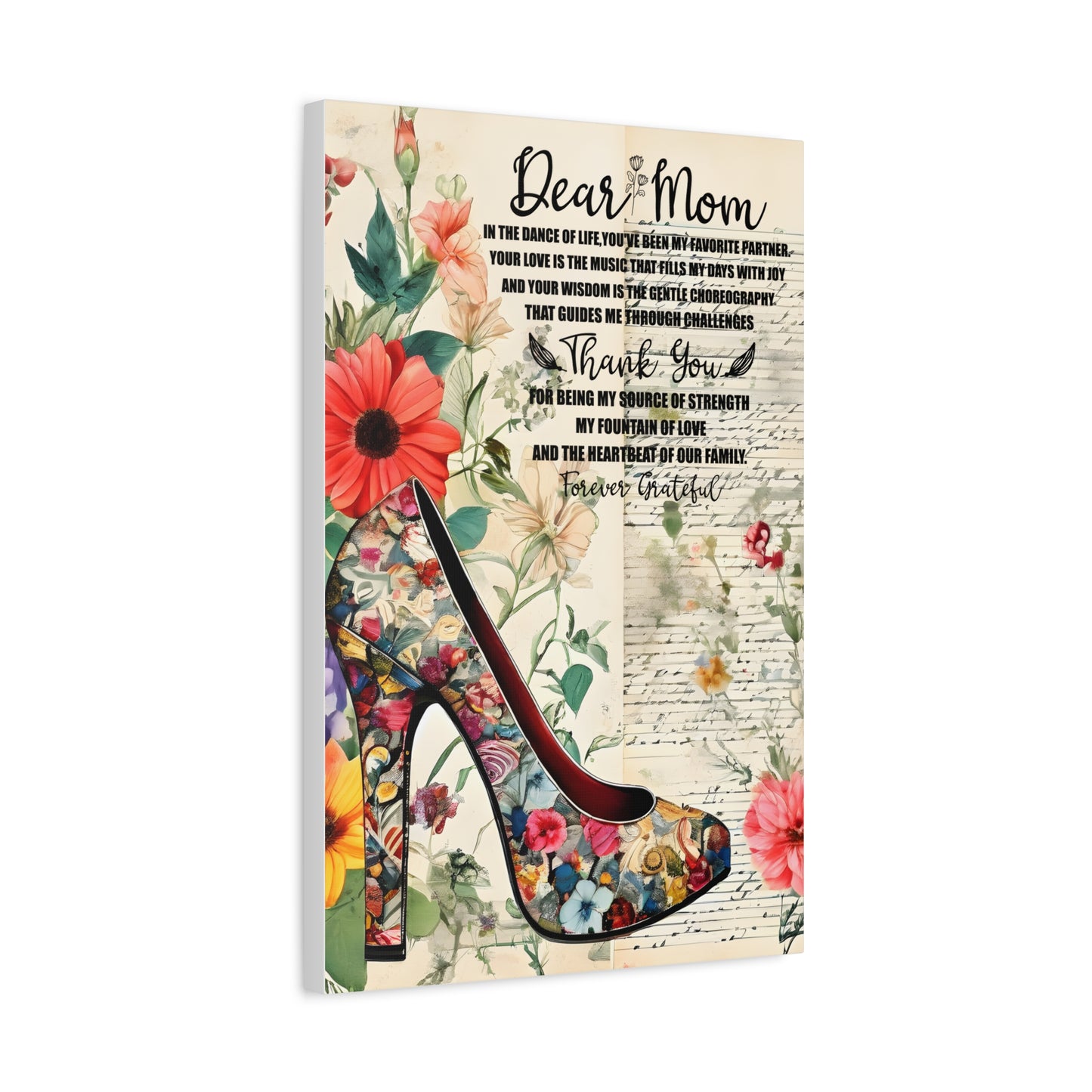 Inspirational Floral Canvas Wall Art for Mom - Perfect Gift for Mother's Day
