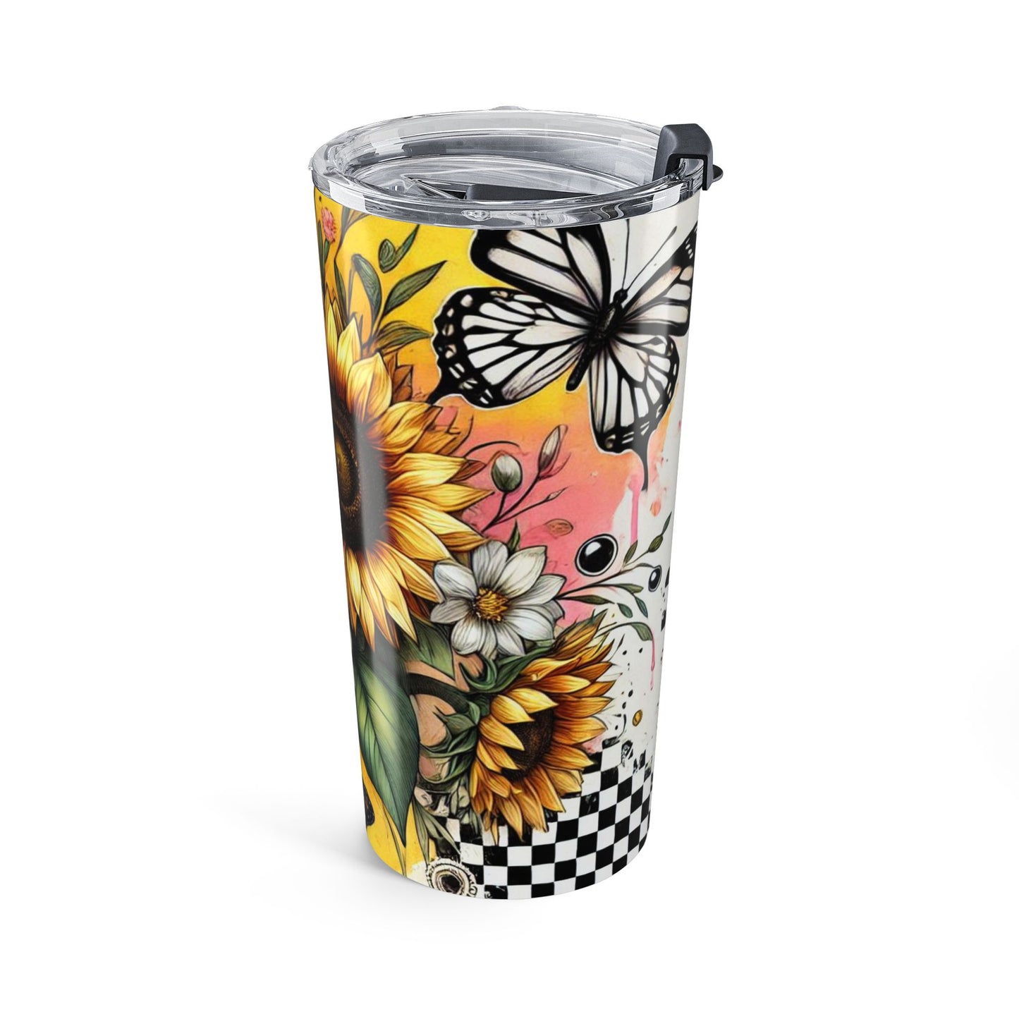 Floral Butterfly Tumbler 20oz - Vibrant Sunflower Gift
