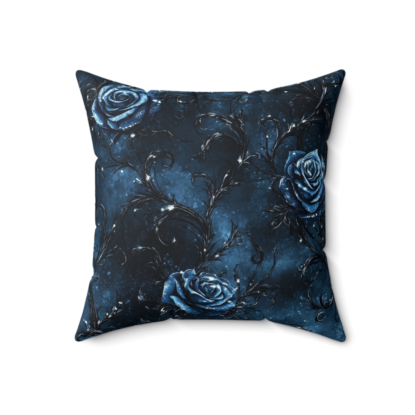 Elegant Gothic Blue Rose Square Pillow, Decorative Cushion, Home Decor, Gift for Her, Accent Pillow for Bedrooms, Cozy Living Room Decor