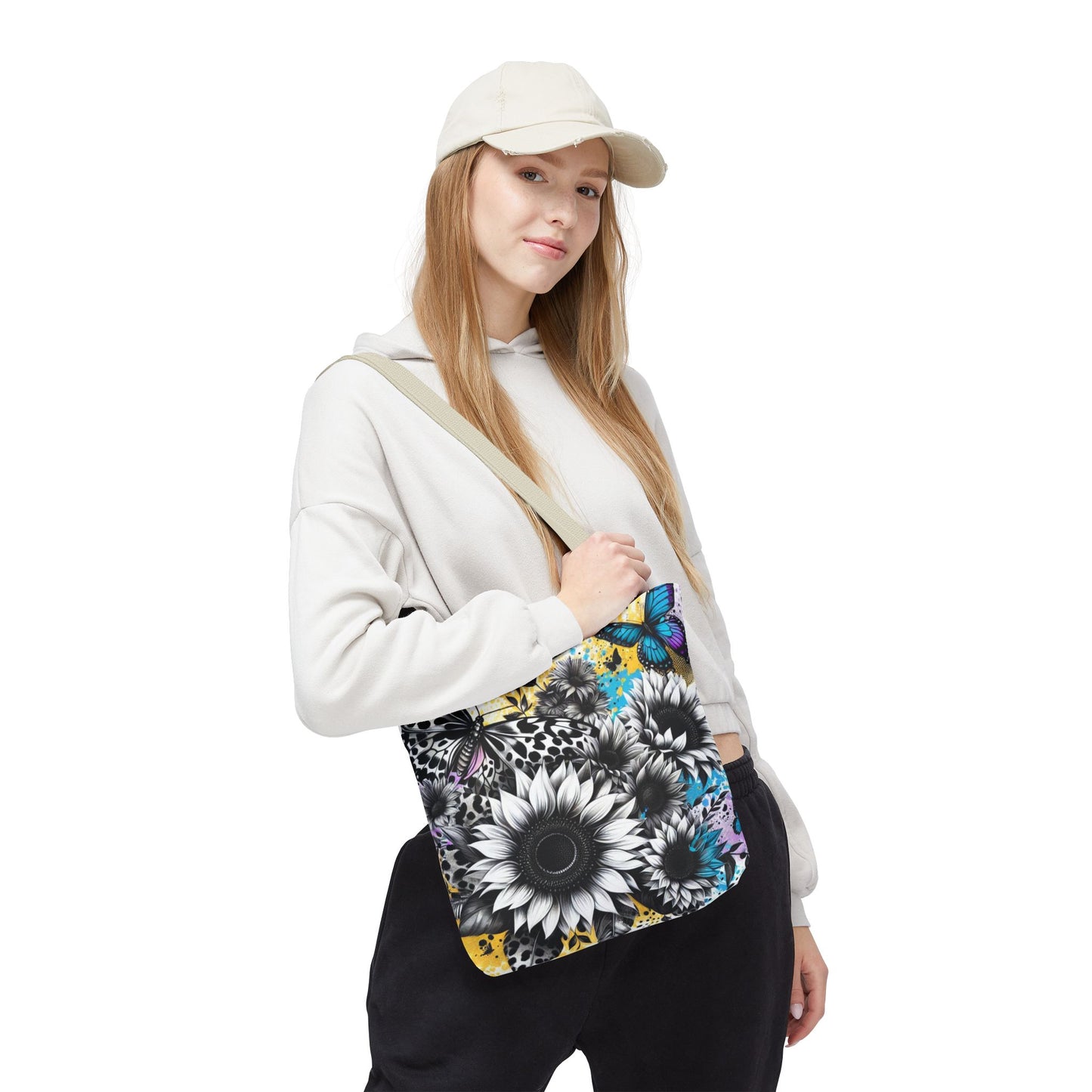 Sunflower & Butterflies Tote Bag — Color Splash Floral All-Over Print