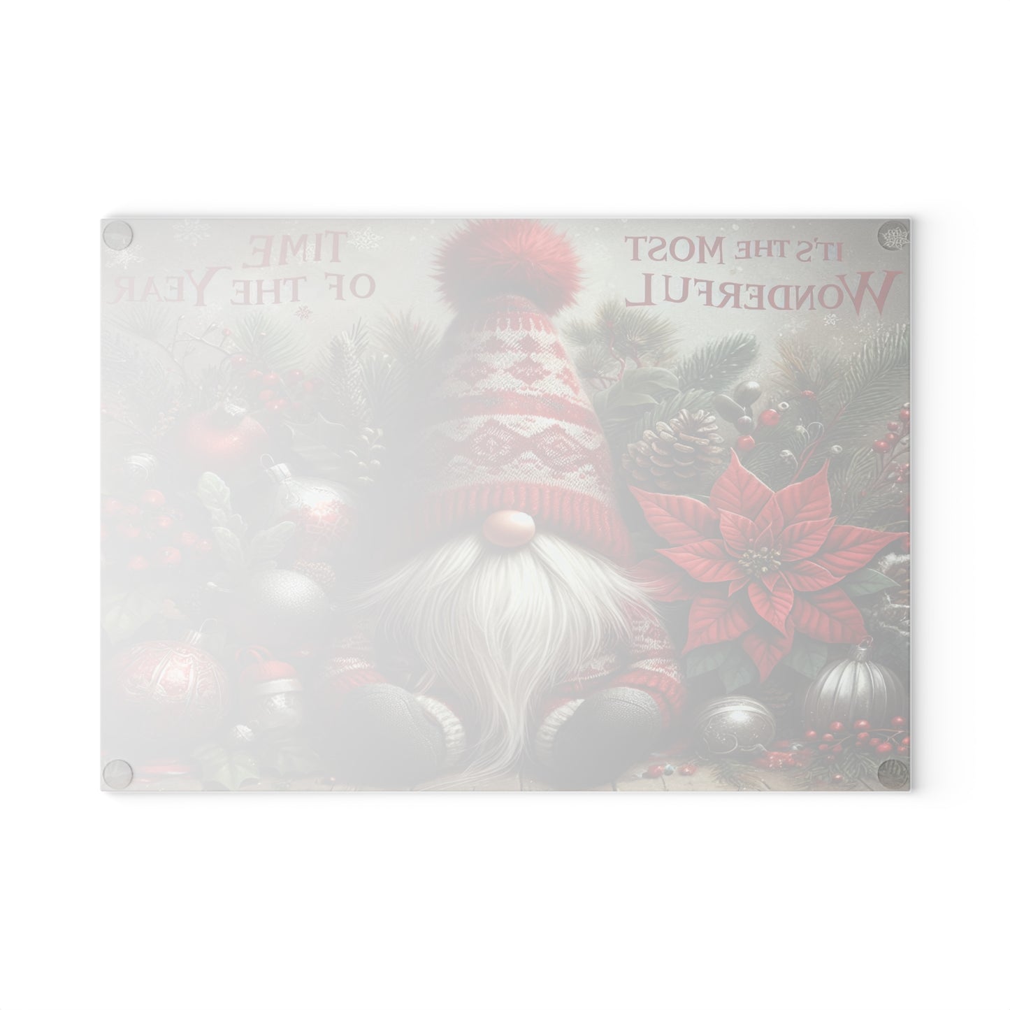 Festive Gnome Glass Cutting Board - Perfect for Holiday Cooking