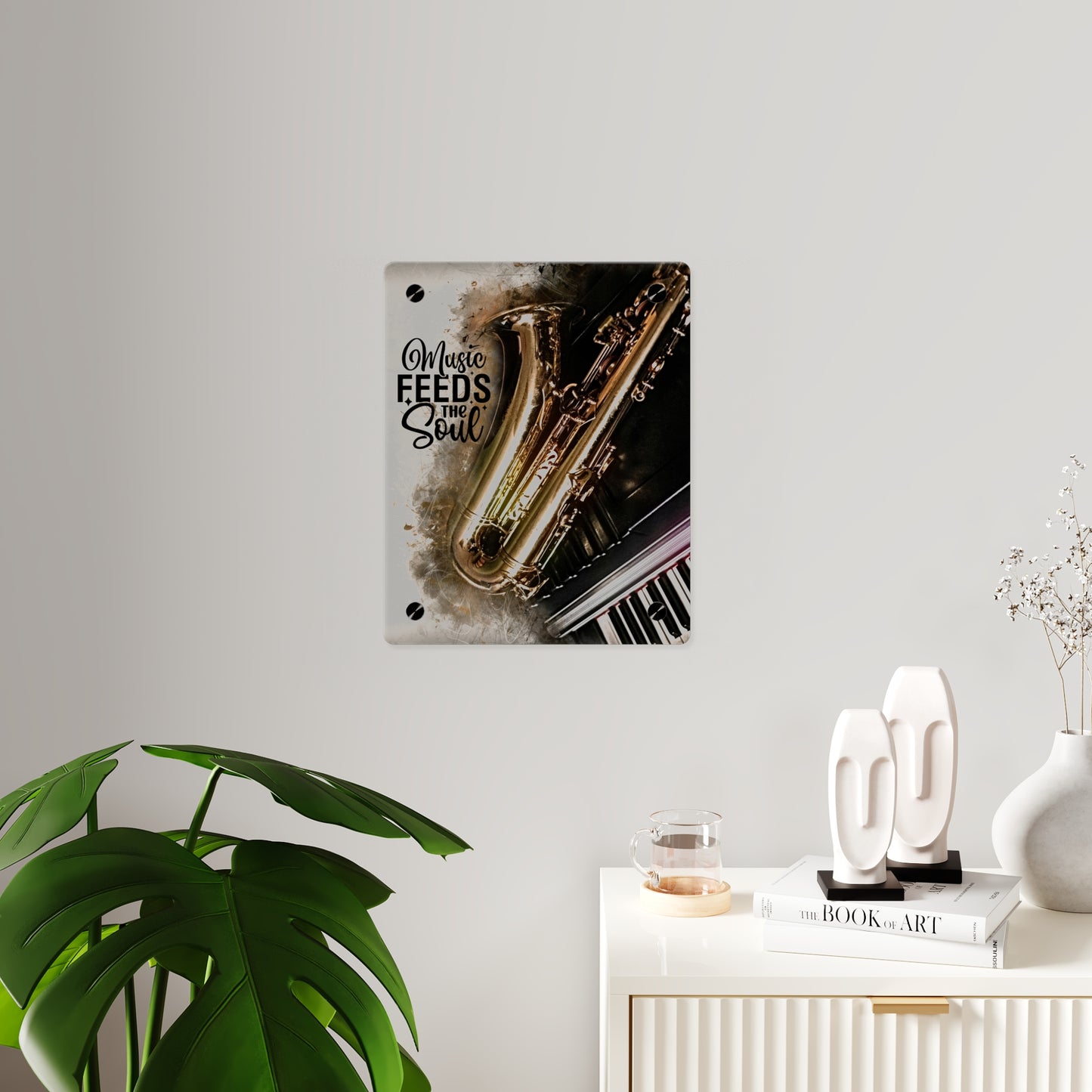 Inspirational Acrylic Wall Art Panel - "Music Feeds the Soul"