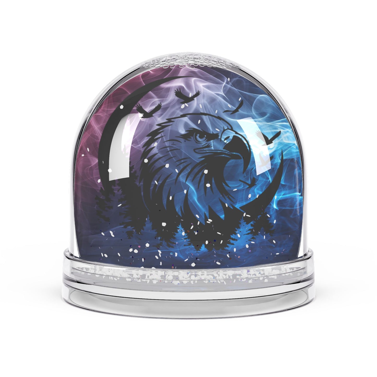 Majestic Eagle Snow Globe with Mystical Forest Scene