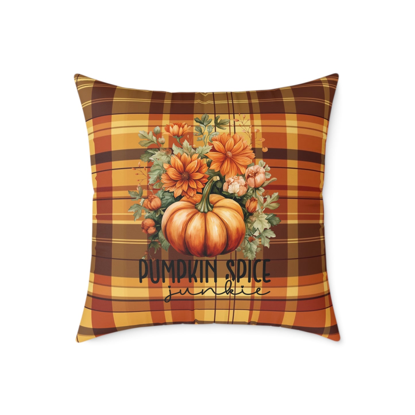 Fall Theme Square Poly Canvas Pillow, Beautiful Two-Sided Fall Pillow for Home or Office, Stylish Accent for Any Room, Perfect Fall Decor