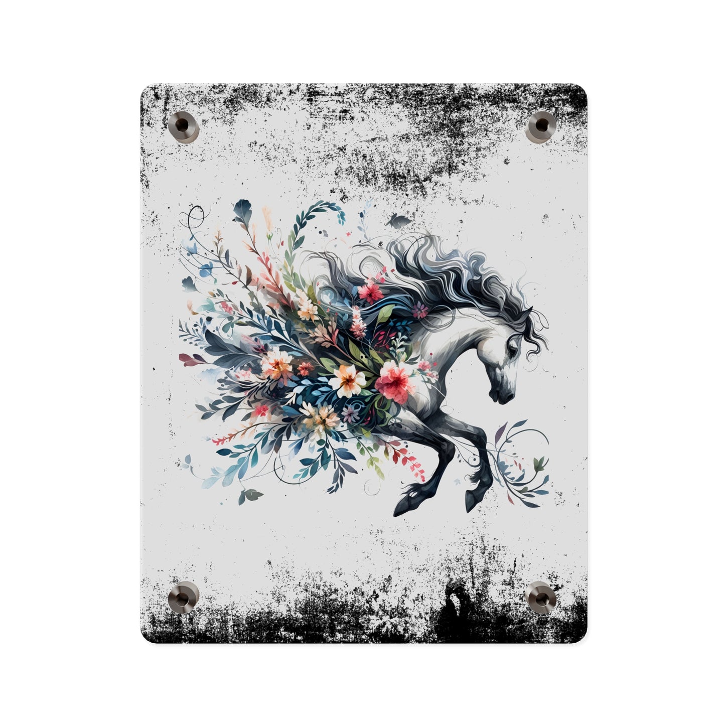 Floral Horse Acrylic Wall Art Panel - Modern Home Decor