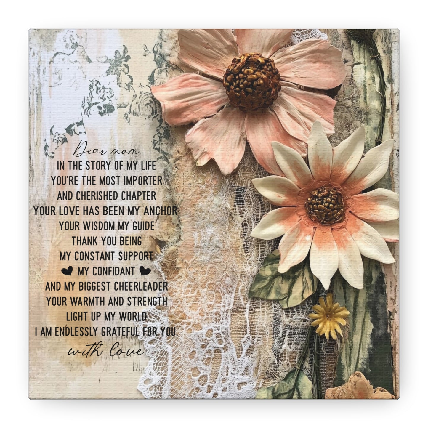 Floral Canvas Wall Art - Heartfelt Mom Appreciation Decor